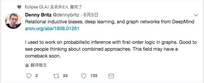 从事深度强化学习研究的Denny Britz说，他很高兴看到有人将图（Graph）的一阶逻辑和概率推理结合到一起