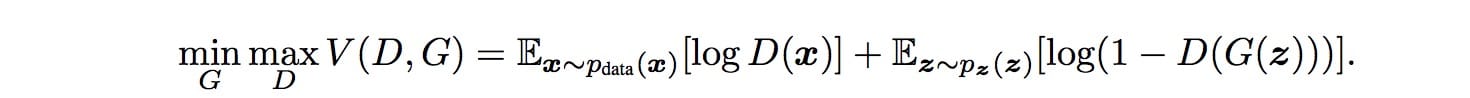 GAN被定义为具有以下目标函数的极小极大游戏